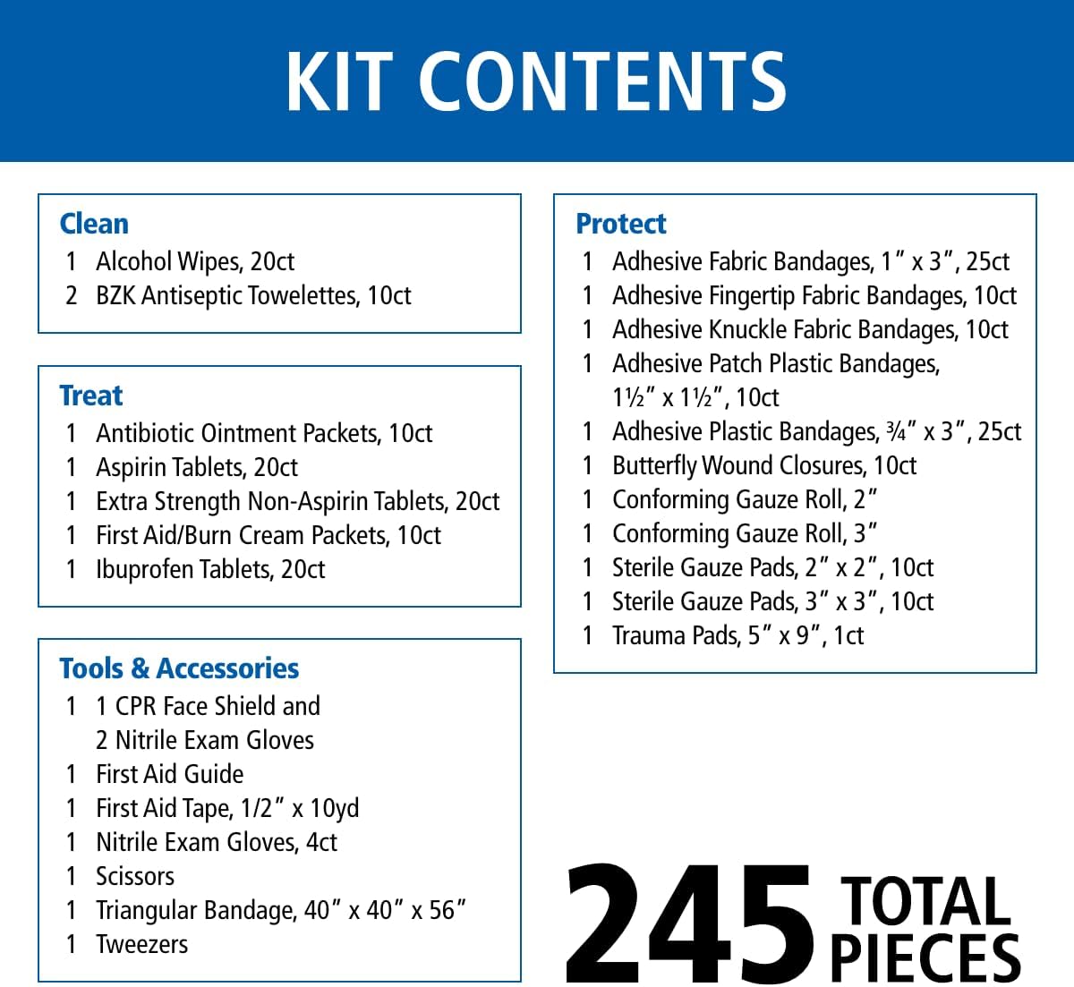 First Aid Only SmartCompliance 50-Person OSHA Compliant First Aid Kit for Business and Office Spaces - Large Plastic Cabinet - Emergency Supplies for Cuts, Bruises, and Scrapes - 245 Pieces - Image 3