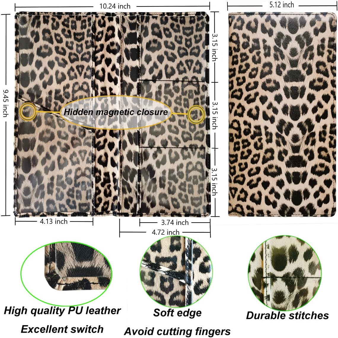 Premium Car Registration and Insurance Holder,Registration Insurance Card Holder of Leopard Print PU Leather Looks Stylish and Special,Glove Box Organizer Makes Your Documents In Order. - Image 2