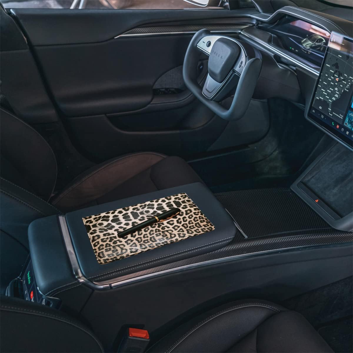 Premium Car Registration and Insurance Holder,Registration Insurance Card Holder of Leopard Print PU Leather Looks Stylish and Special,Glove Box Organizer Makes Your Documents In Order. - Image 7