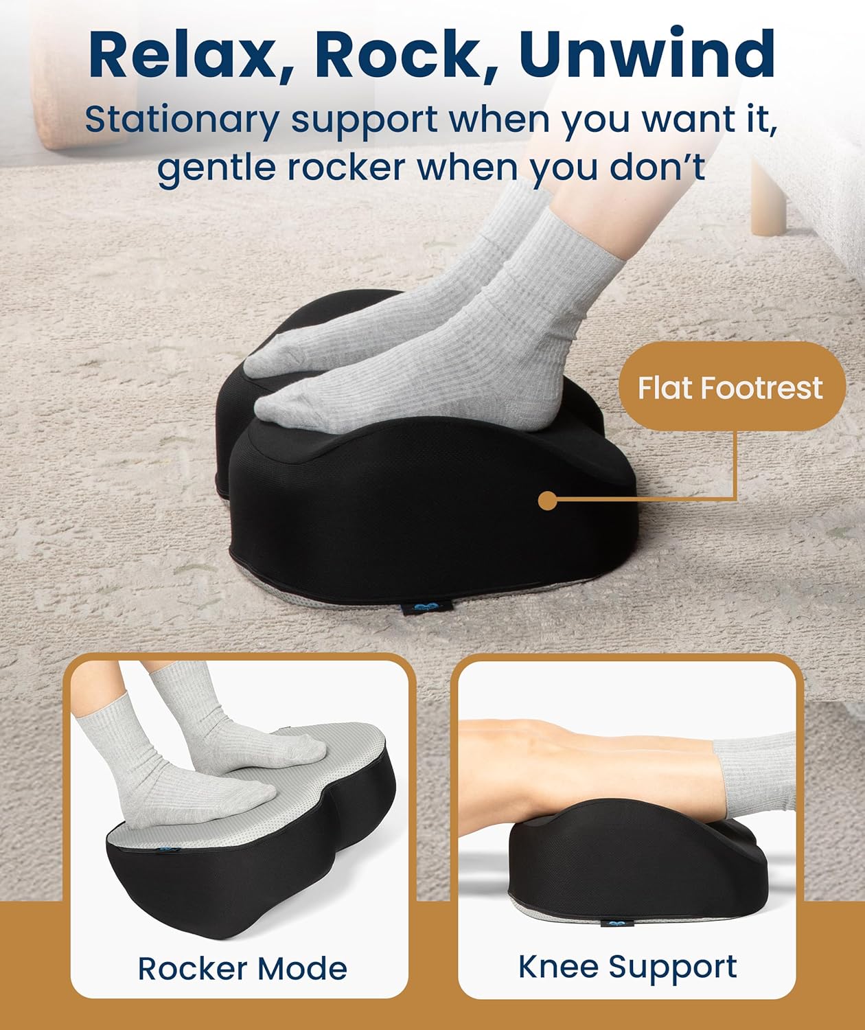 Everlasting Comfort Foot Rest for Under Desk at Work - Memory Foam Office Foot Stool & Under Desk Footrest Leg Elevation Pillow for Gaming & Home Office, Supports Posture | Ergonomic Memory Foam Design, Washable Cover, Non-Slip, Rocking, Gaming/Home/Office, Elevation - Image 3
