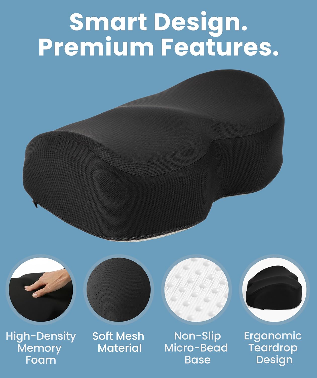 Everlasting Comfort Foot Rest for Under Desk at Work - Memory Foam Office Foot Stool & Under Desk Footrest Leg Elevation Pillow for Gaming & Home Office, Supports Posture | Ergonomic Memory Foam Design, Washable Cover, Non-Slip, Rocking, Gaming/Home/Office, Elevation - Image 4